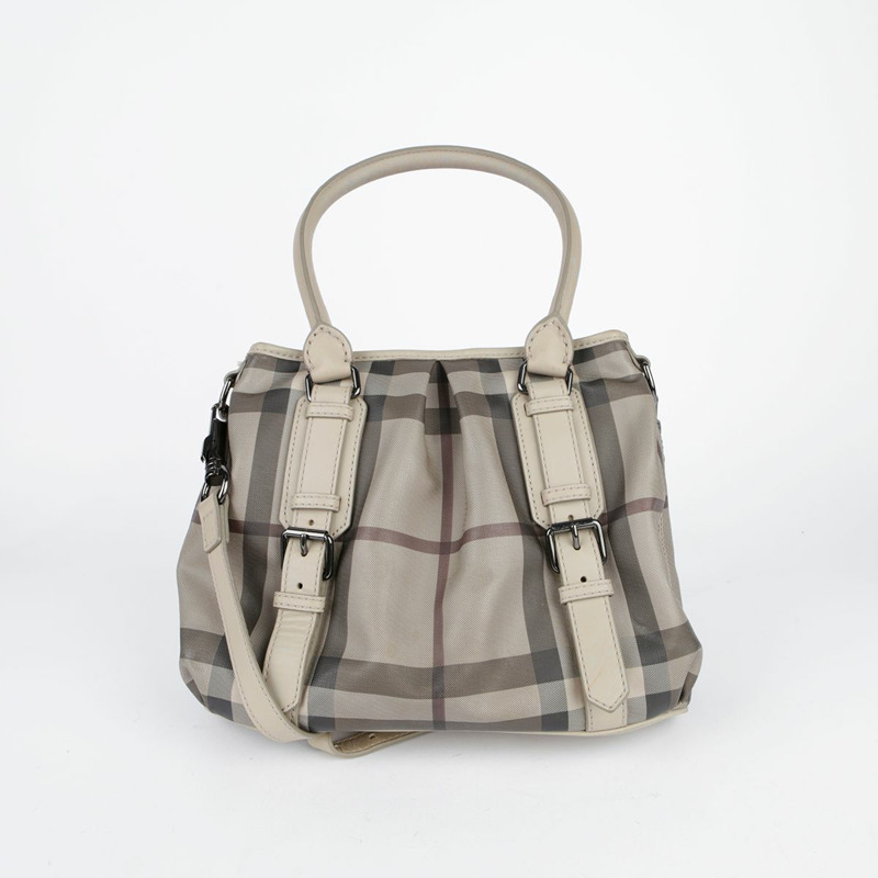 BURBERRY 米色 PVC Smoke Check Northfield 手提包-0