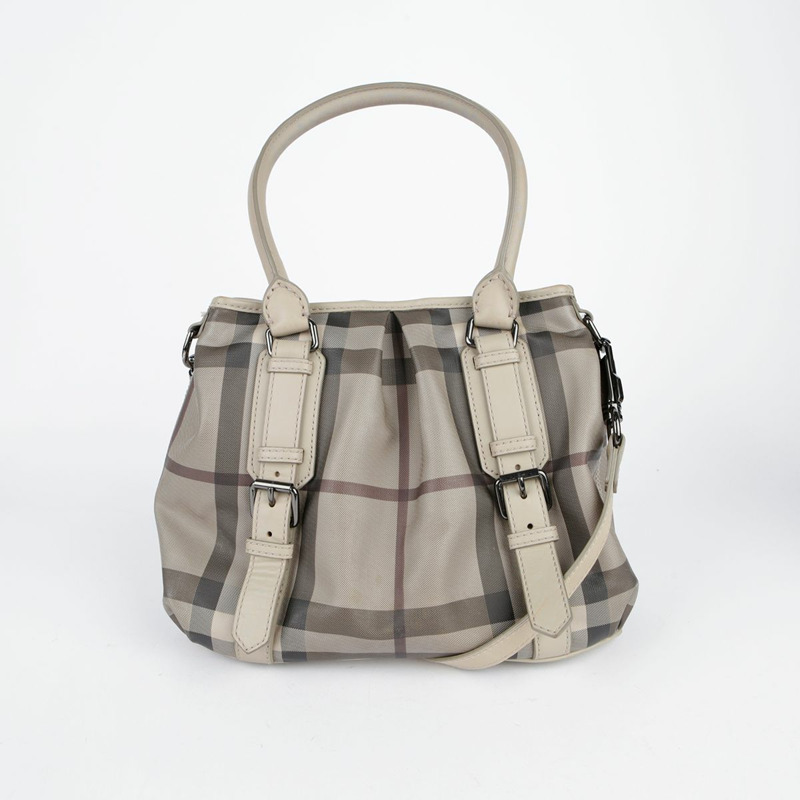 BURBERRY 米色 PVC Smoke Check Northfield 手提包-1