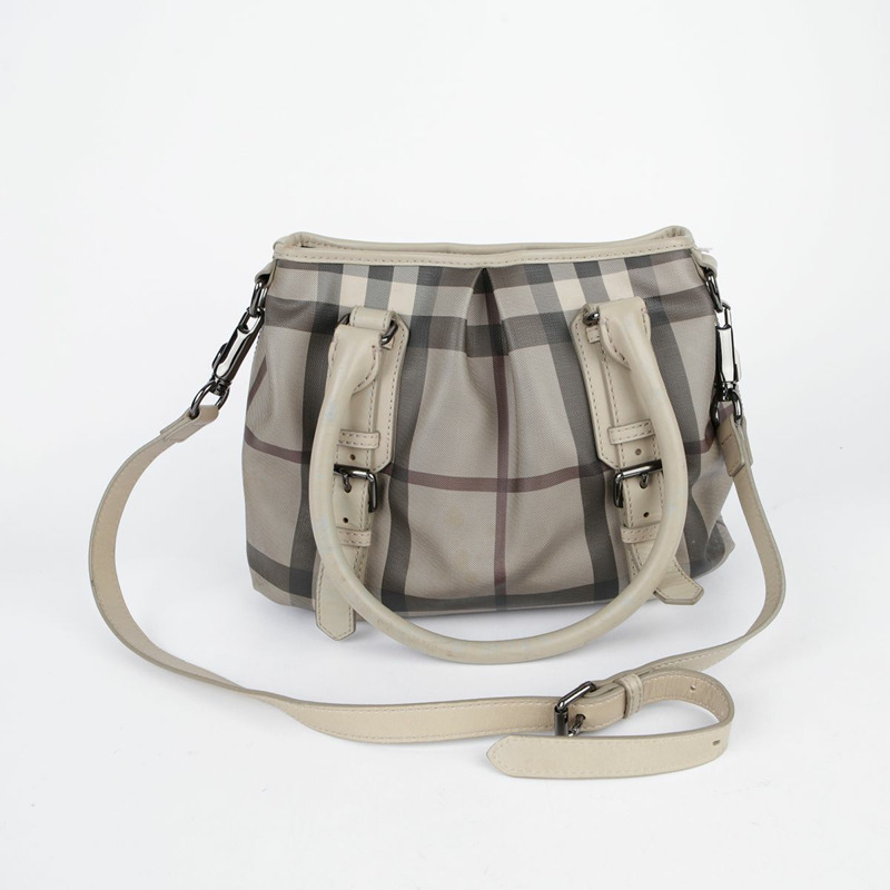 BURBERRY 米色 PVC Smoke Check Northfield 手提包-4