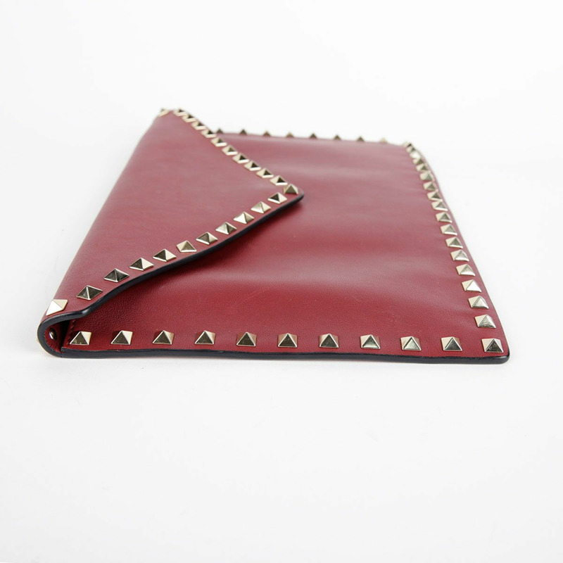 VALENTINO 紅色皮革 Rockstud 手拿包 56-14