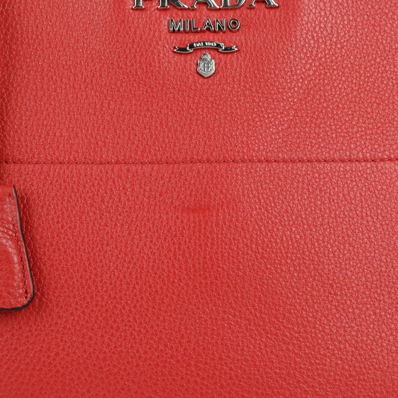 PRADA 紅色 Vitello Phoenix 皮革托特單肩包-2