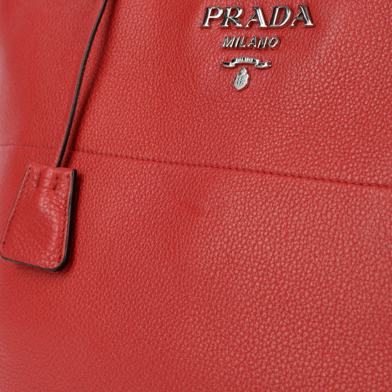 PRADA 紅色 Vitello Phoenix 皮革托特單肩包-5