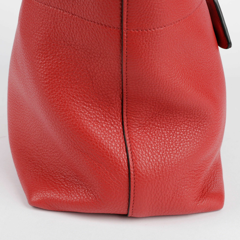 PRADA 紅色 Vitello Phoenix 皮革托特單肩包-12