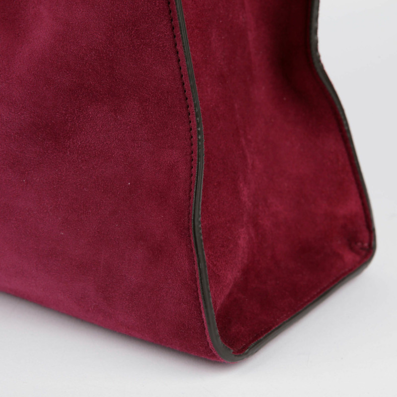 【包稅】FENDI 酒紅色絨面革 Peekaboo Exlight Peekaboo 單肩包-5