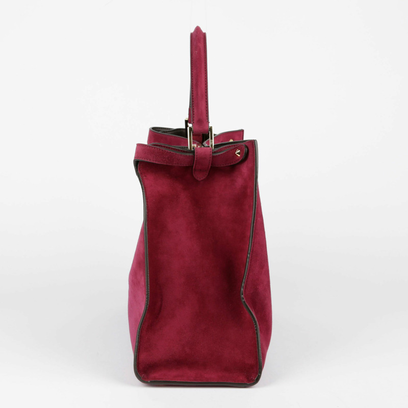 【包稅】FENDI 酒紅色絨面革 Peekaboo Exlight Peekaboo 單肩包-6