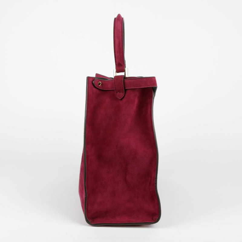 【包稅】FENDI 酒紅色絨面革 Peekaboo Exlight Peekaboo 單肩包-12