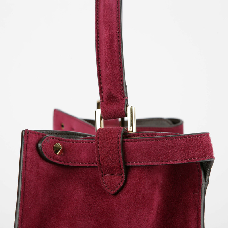 【包稅】FENDI 酒紅色絨面革 Peekaboo Exlight Peekaboo 單肩包-13