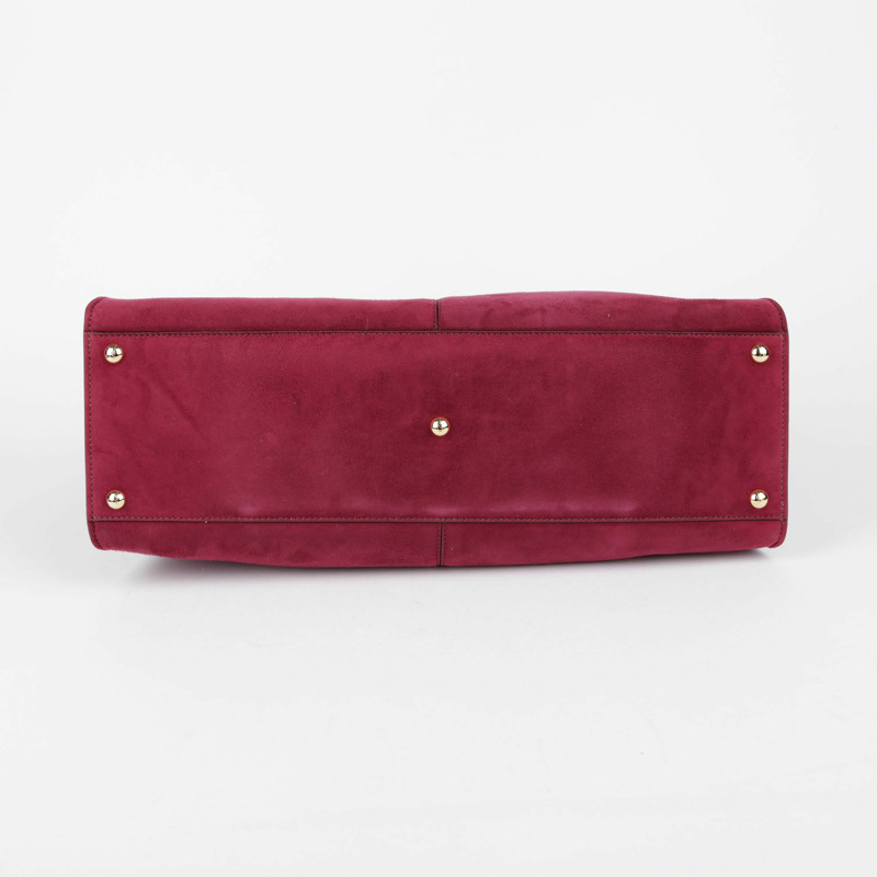 【包稅】FENDI 酒紅色絨面革 Peekaboo Exlight Peekaboo 單肩包-17