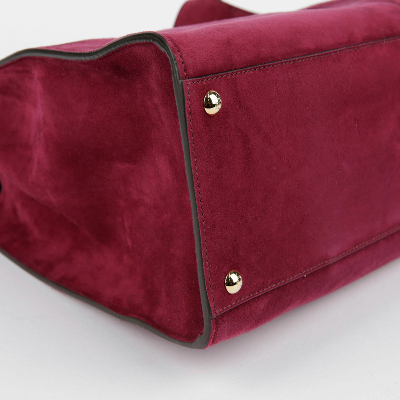 【包稅】FENDI 酒紅色絨面革 Peekaboo Exlight Peekaboo 單肩包-18