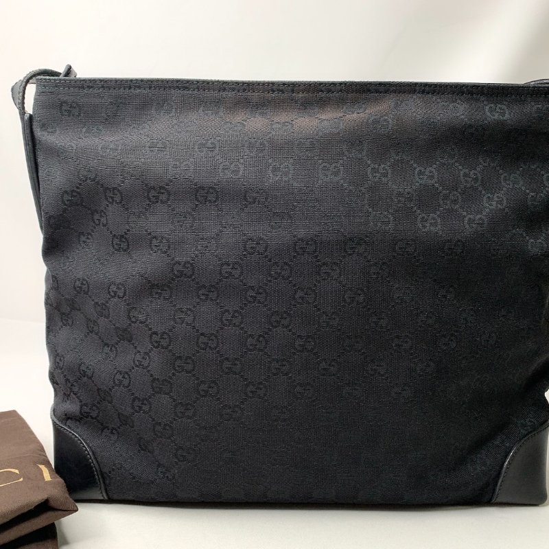 GUCCI 黑緹花帆布側背包-1