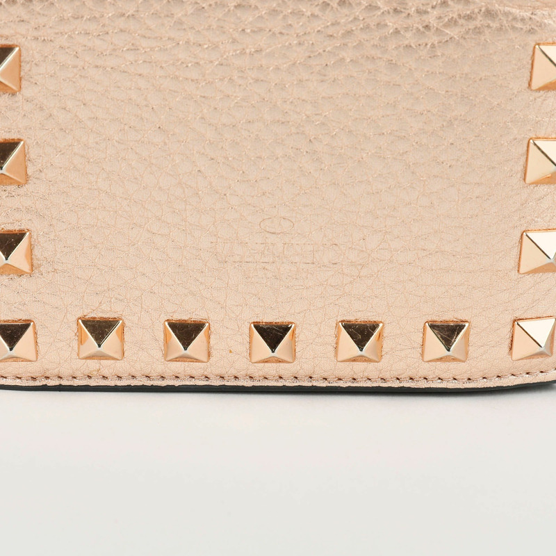 VALENTINO 玫瑰金皮革 Rockstud 皮夾 39IZL-4