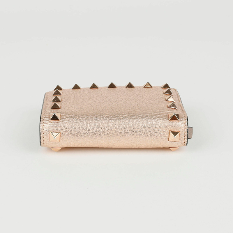 VALENTINO 玫瑰金皮革 Rockstud 皮夾 39IZL-5