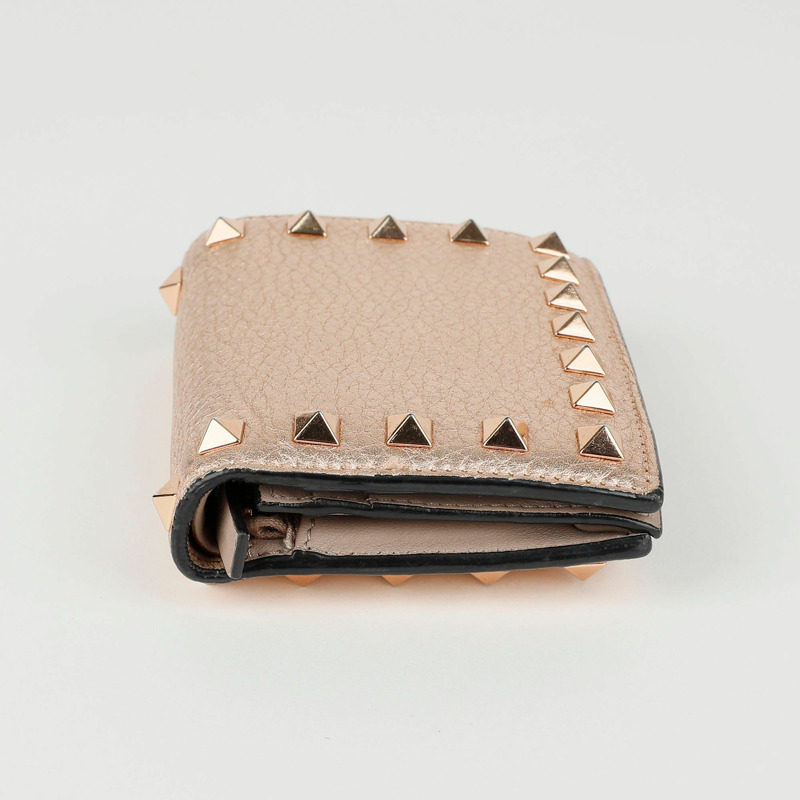 VALENTINO 玫瑰金皮革 Rockstud 皮夾 39IZL-7