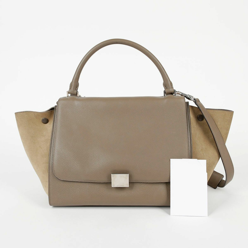 CELINE 雙色皮革梯形手提包和單肩包-0