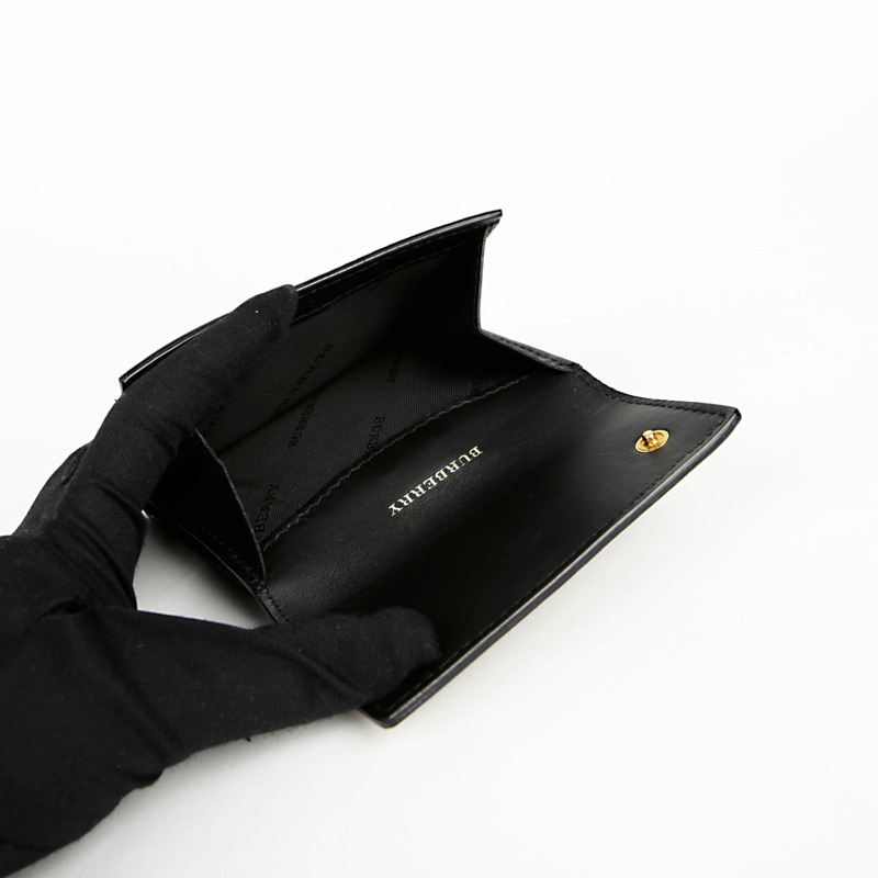 BURBERRY 黑色皮革復古格紋 Luna 皮夾-9