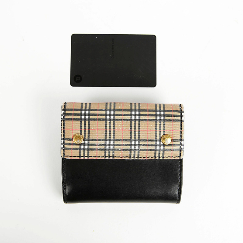 BURBERRY 黑色皮革復古格紋 Luna 皮夾-13