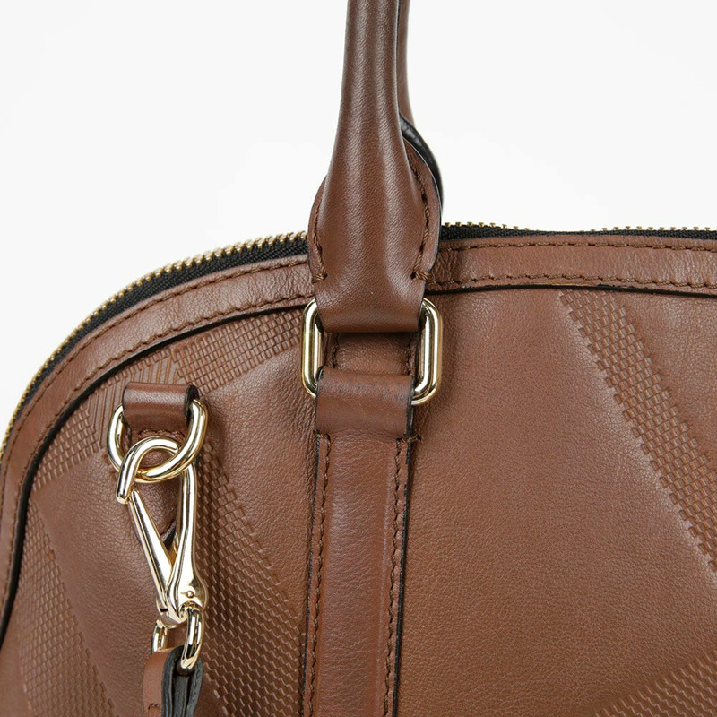 BURBERRY 小號棕色皮革果園手提包和肩背包-5