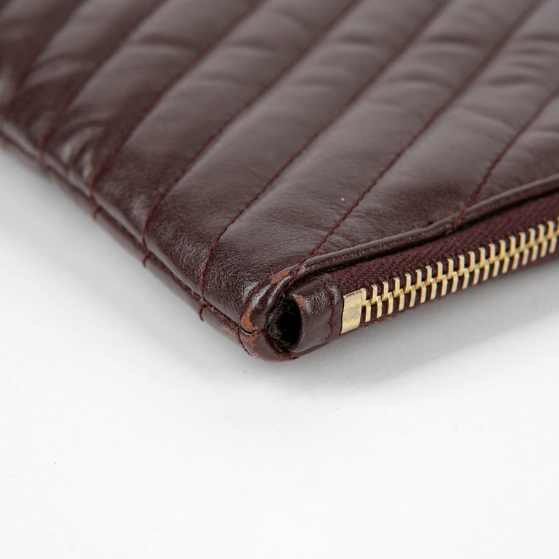 SAINT LAURENT 酒紅色 Matelassé 皮革 Monogram 文件包手拿包-10