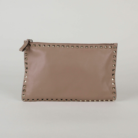 VALENTINO Indi 粉紅皮革 Rockstud 手拿包