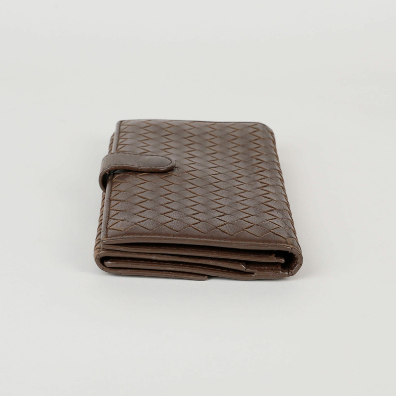 BOTTEGA VENETA 棕色皮革 Intrecciato Continental 長皮夾-3