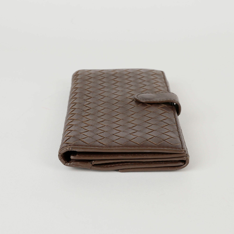 BOTTEGA VENETA 棕色皮革 Intrecciato Continental 長皮夾-6