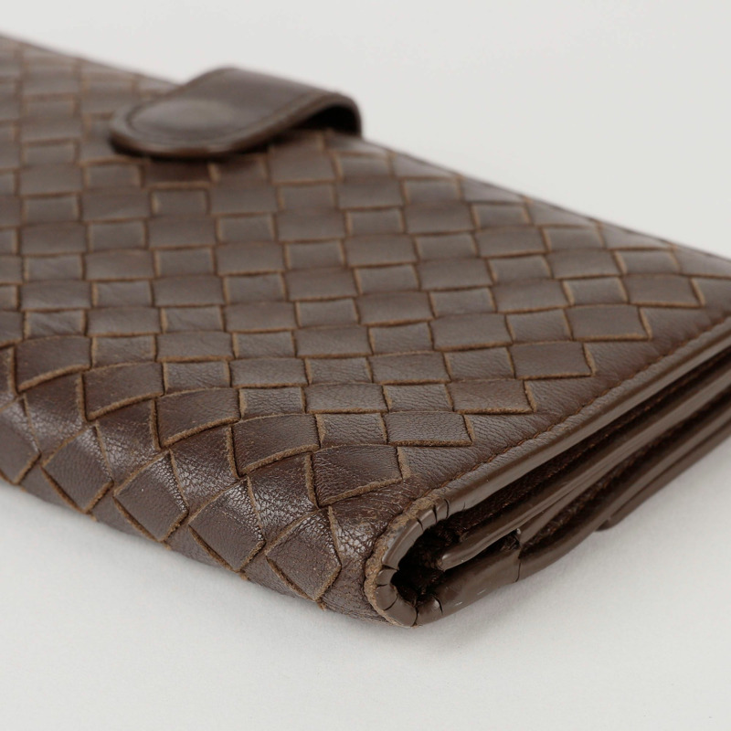 BOTTEGA VENETA 棕色皮革 Intrecciato Continental 長皮夾-7