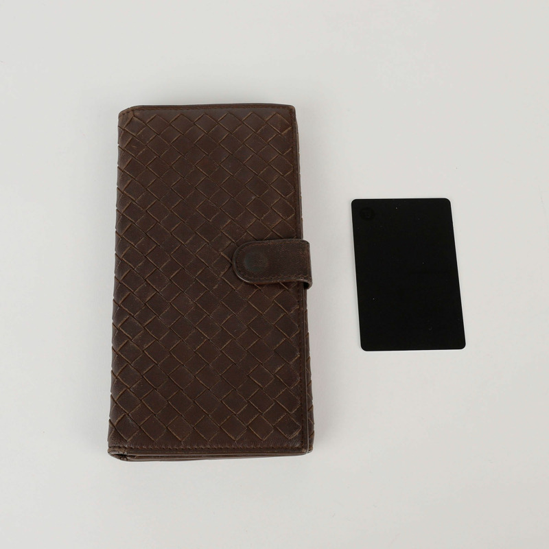 BOTTEGA VENETA 棕色皮革 Intrecciato Continental 長皮夾-13