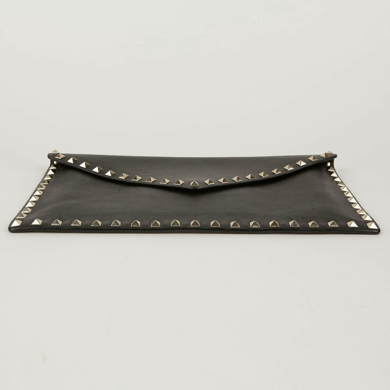 VALENTINO 黑色皮革信封手拿包 P002P56BOL-4