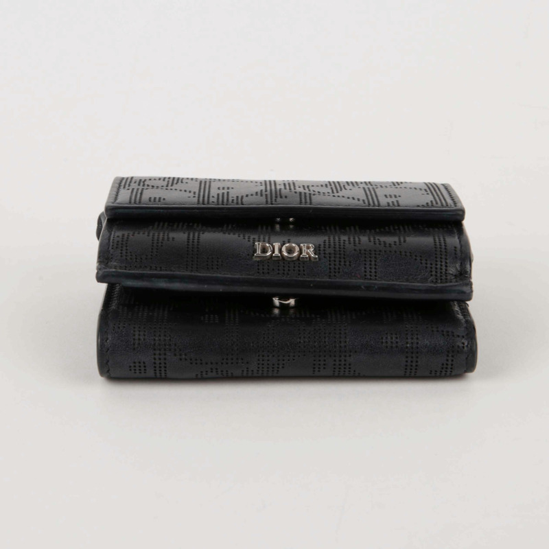 DIOR 黑色 Oblique Galaxy 皮革雙折皮夾-3