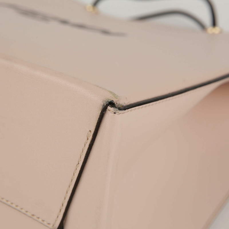 【包稅】FENDI 中型粉紅小牛皮Logo購物手提包與單肩包-6