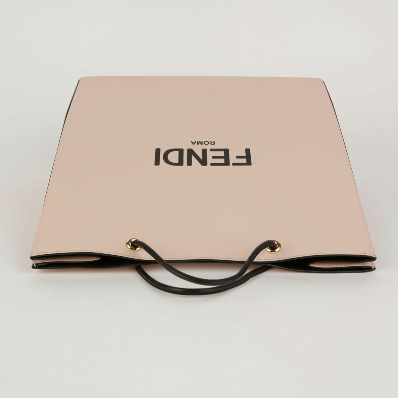 【包稅】FENDI 中型粉紅小牛皮Logo購物手提包與單肩包-7