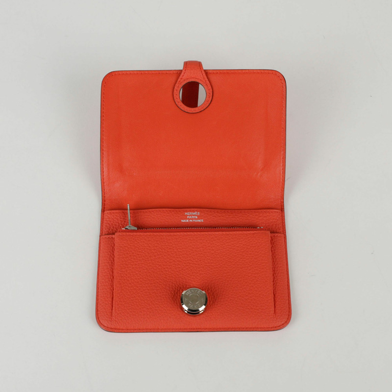 HERMES 橙色 Togo 皮革 Dogon 緊湊型皮夾 A01234-6