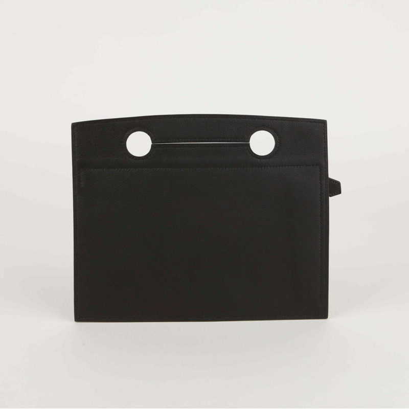 HERMES 黑色皮革 Pochette 包袋-1