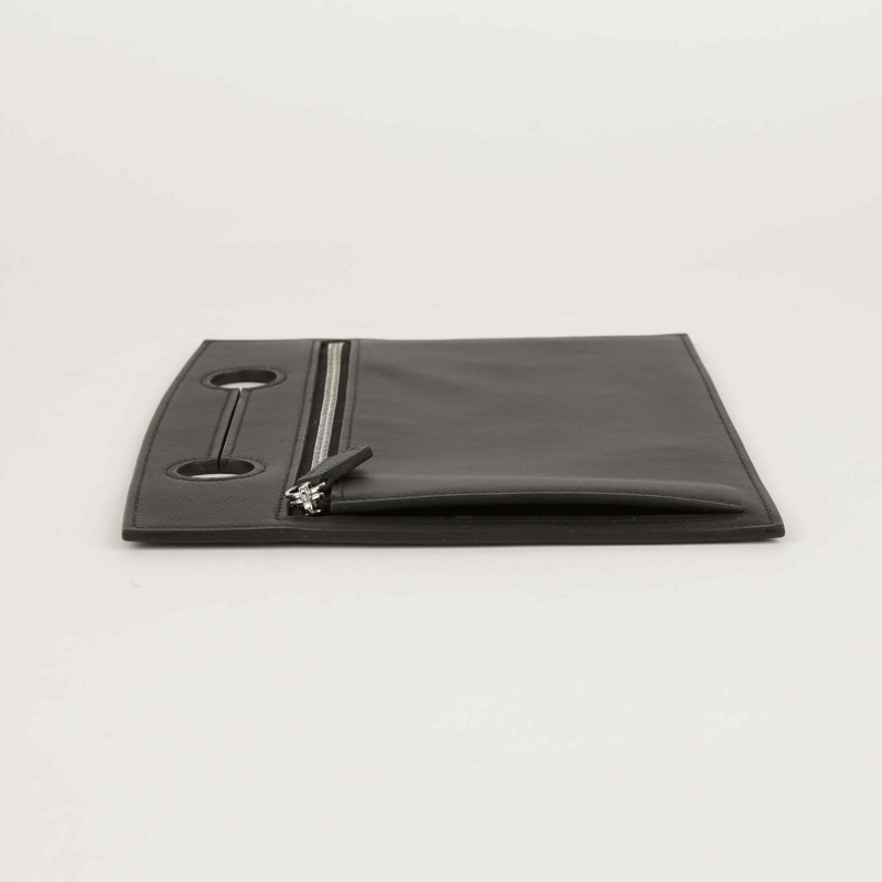 HERMES 黑色皮革 Pochette 包袋-2