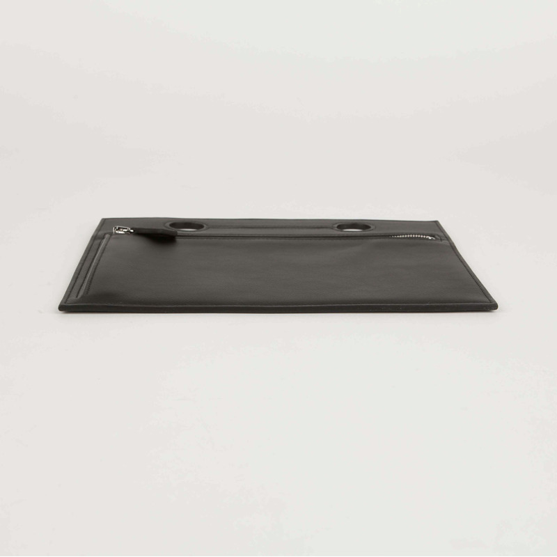 HERMES 黑色皮革 Pochette 包袋-3