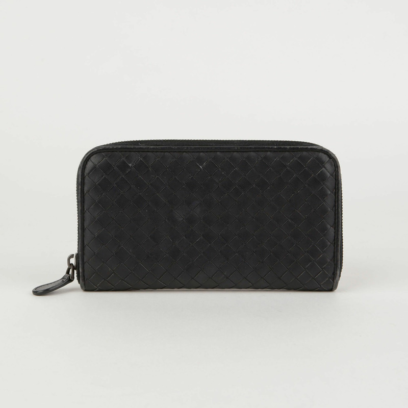 BOTTEGA VENETA 海軍藍 Intrecciato 皮革長皮夾-0