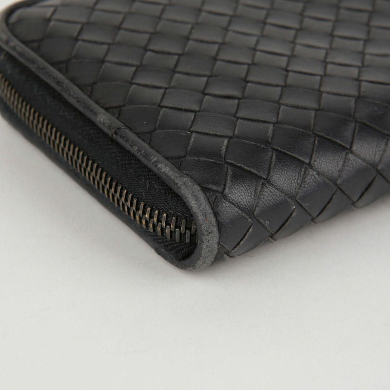 BOTTEGA VENETA 海軍藍 Intrecciato 皮革長皮夾-4