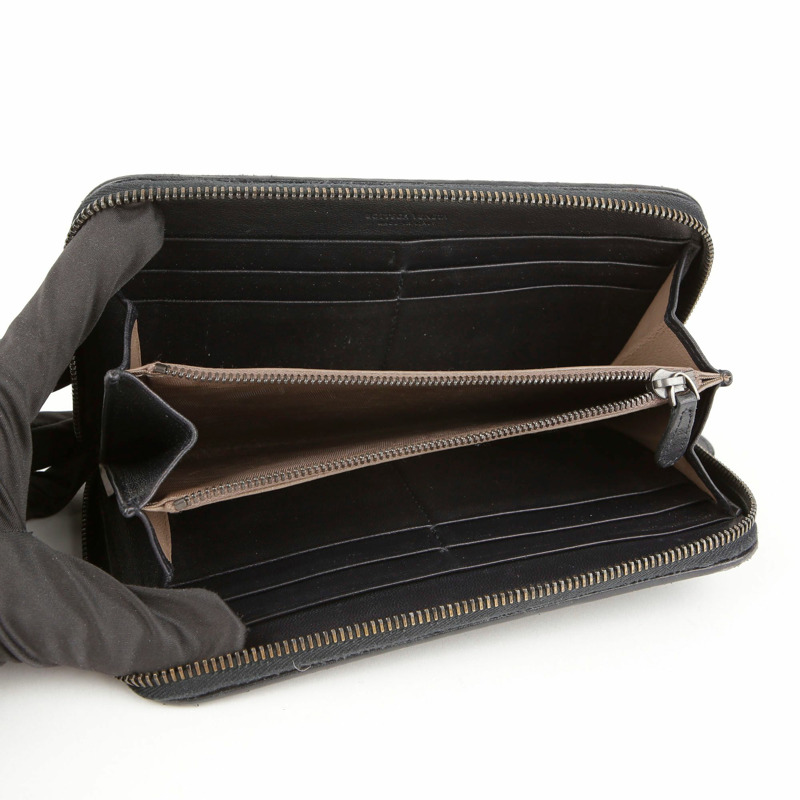 BOTTEGA VENETA 海軍藍 Intrecciato 皮革長皮夾-5
