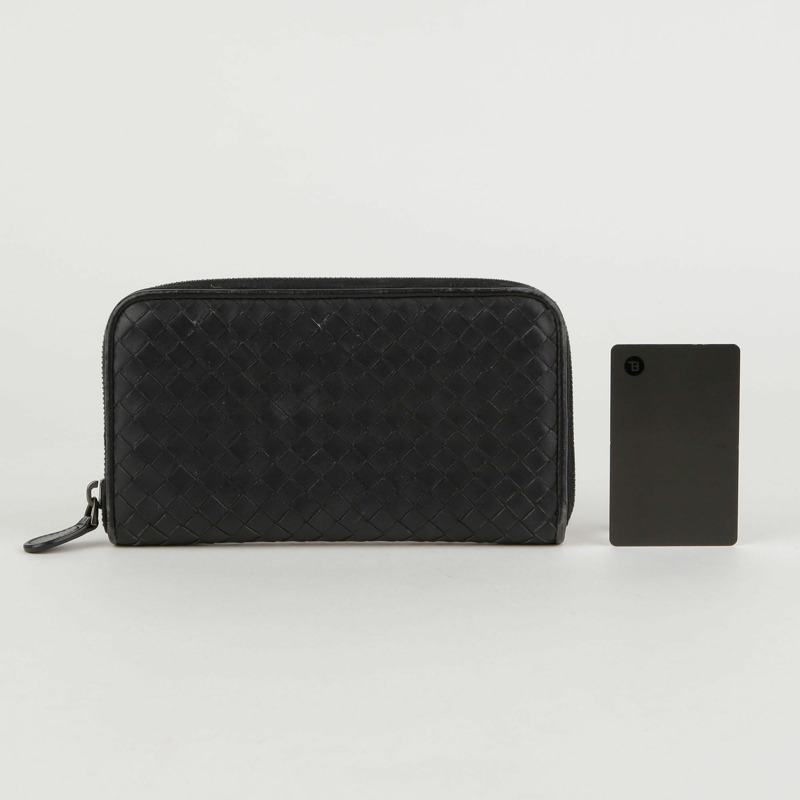 BOTTEGA VENETA 海軍藍 Intrecciato 皮革長皮夾-6