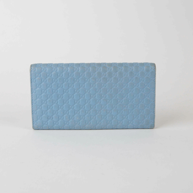 GUCCI 藍色 Microsima 皮革長版皮夾-1