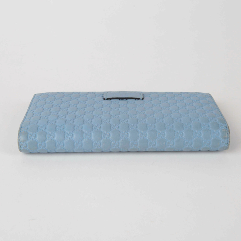 GUCCI 藍色 Microsima 皮革長版皮夾-2