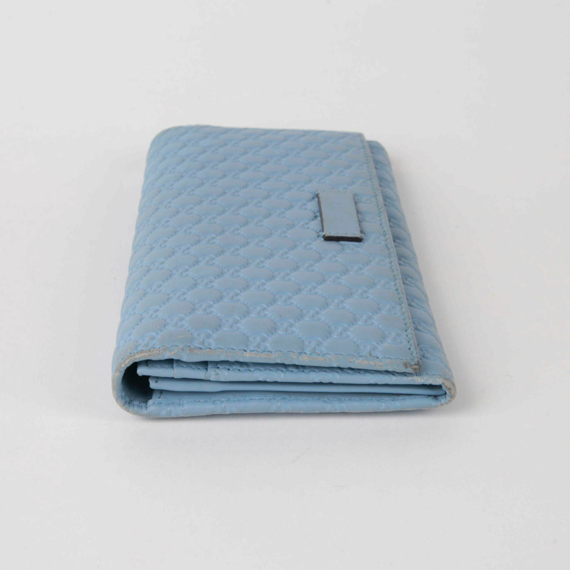 GUCCI 藍色 Microsima 皮革長版皮夾-3