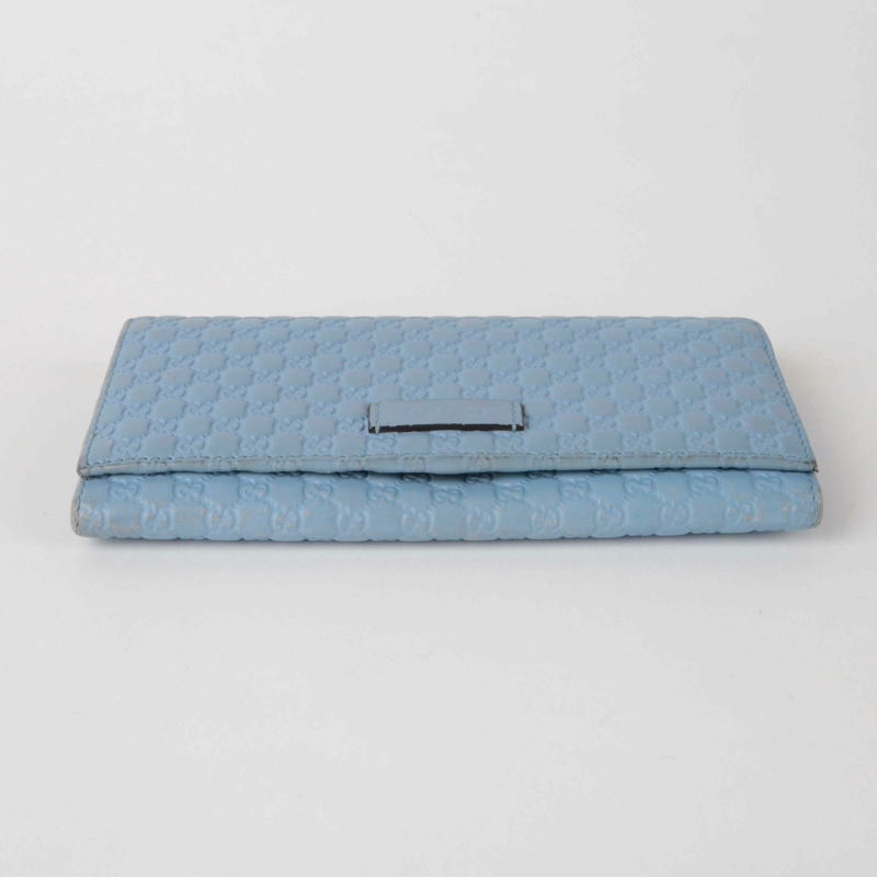 GUCCI 藍色 Microsima 皮革長版皮夾-4