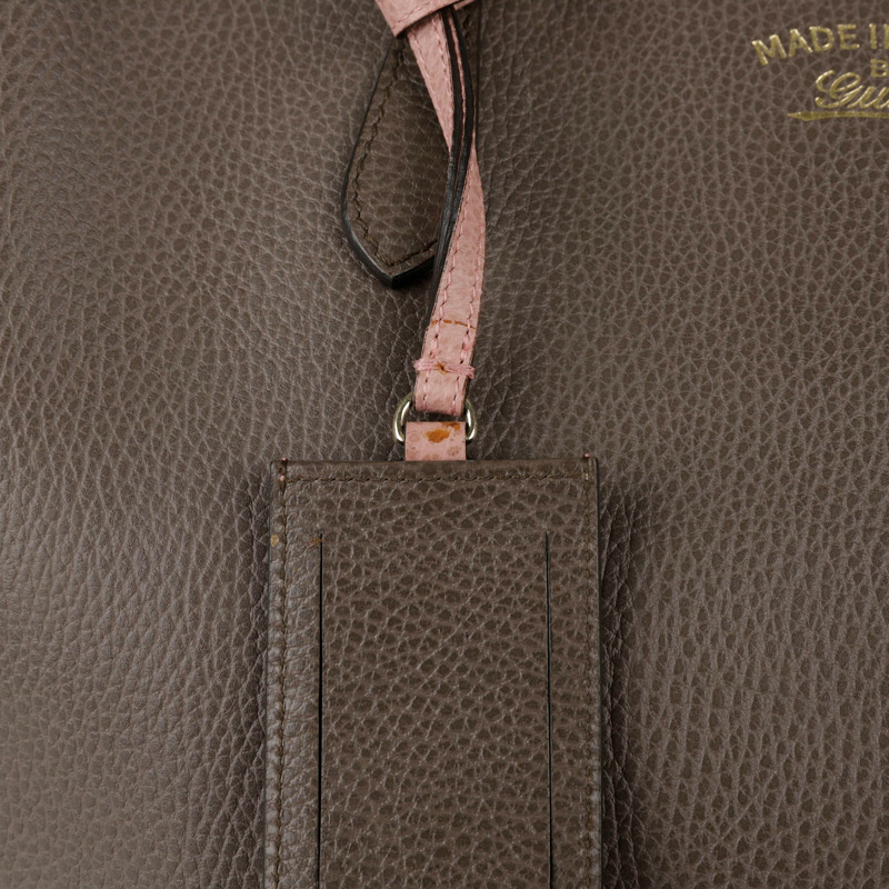GUCCI 中型灰色皮革 Swing 購物托特包-1