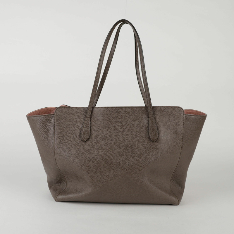 GUCCI 中型灰色皮革 Swing 購物托特包-3