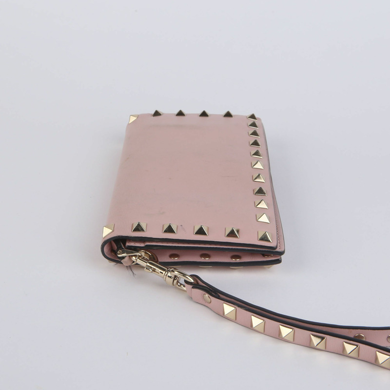 VALENTINO Indi 粉紅皮革 Rockstud 長版皮夾 447BOL-1