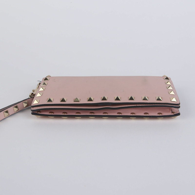 VALENTINO Indi 粉紅皮革 Rockstud 長版皮夾 447BOL-2