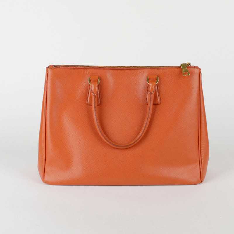 PRADA 橙色 Saffiano 皮革 Lux 手提包-2