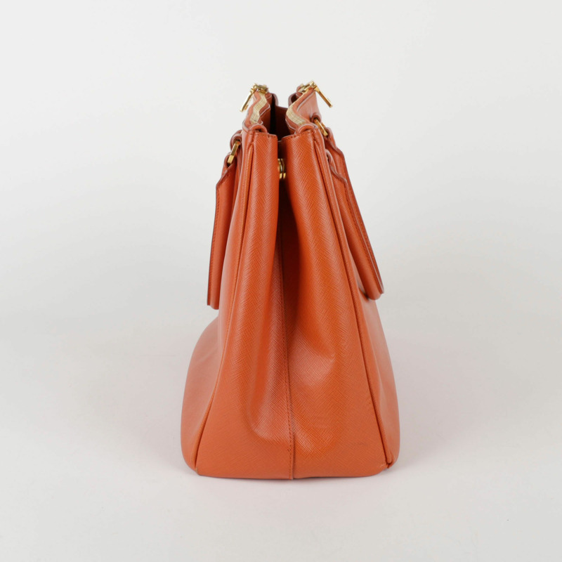 PRADA 橙色 Saffiano 皮革 Lux 手提包-3
