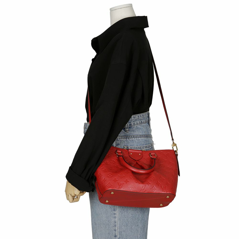 【包稅】LOUIS VUITTON PM 尺寸紅色 Monogram Émpreinte Majareng 手提包和單肩包-7
